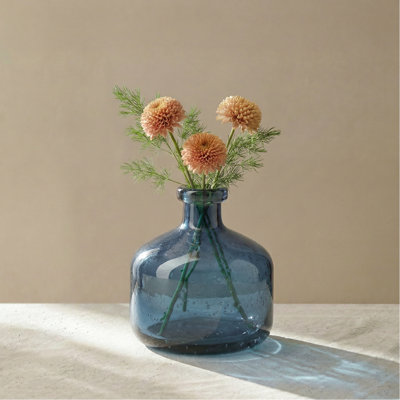 5" Blue Clear Glass Bottle Vase