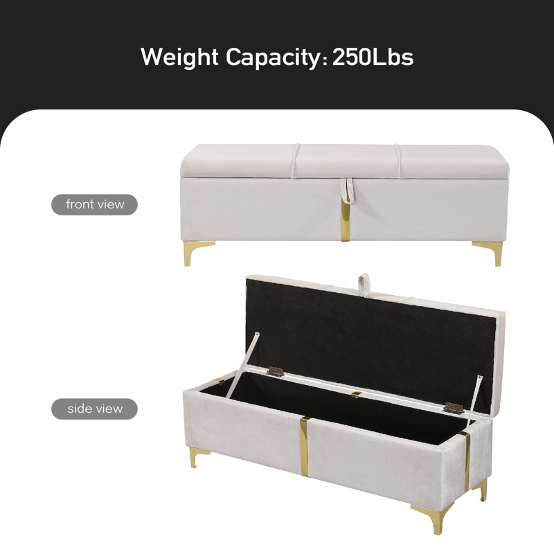 Scarito Upholstered Storage Bench, Beige