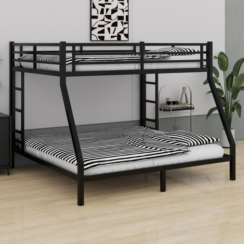 Metal Bunk Bed, Black, Queen over King