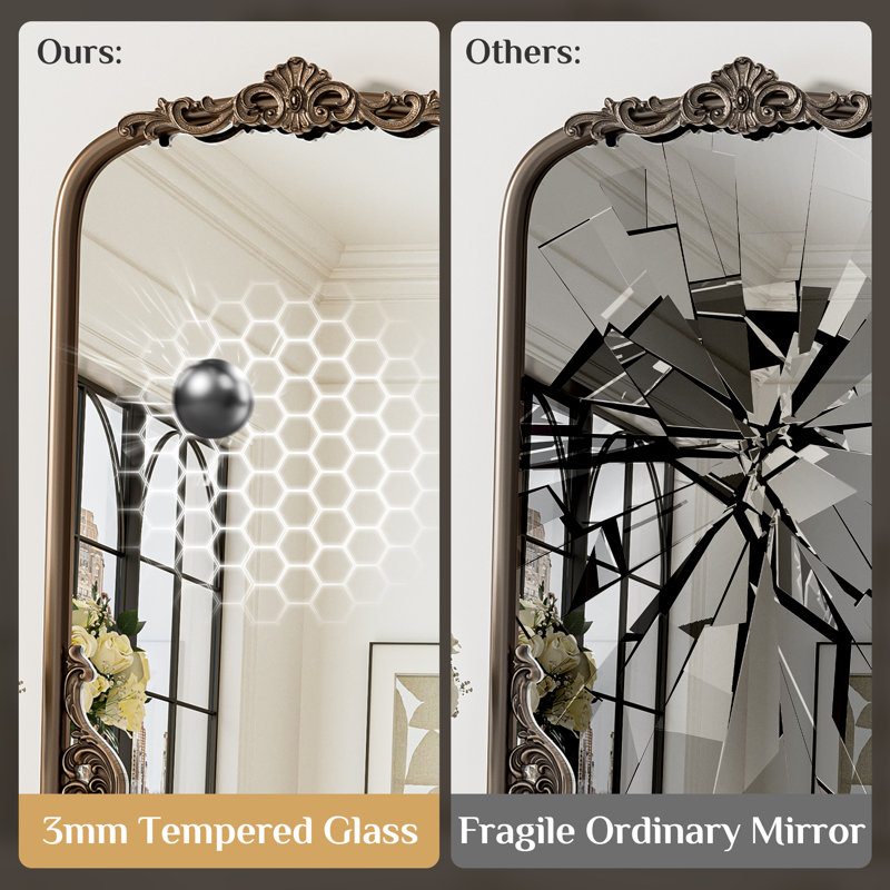 Kalie Arched Baroque Wall Mirror , Antique Gold, 36" x 30"