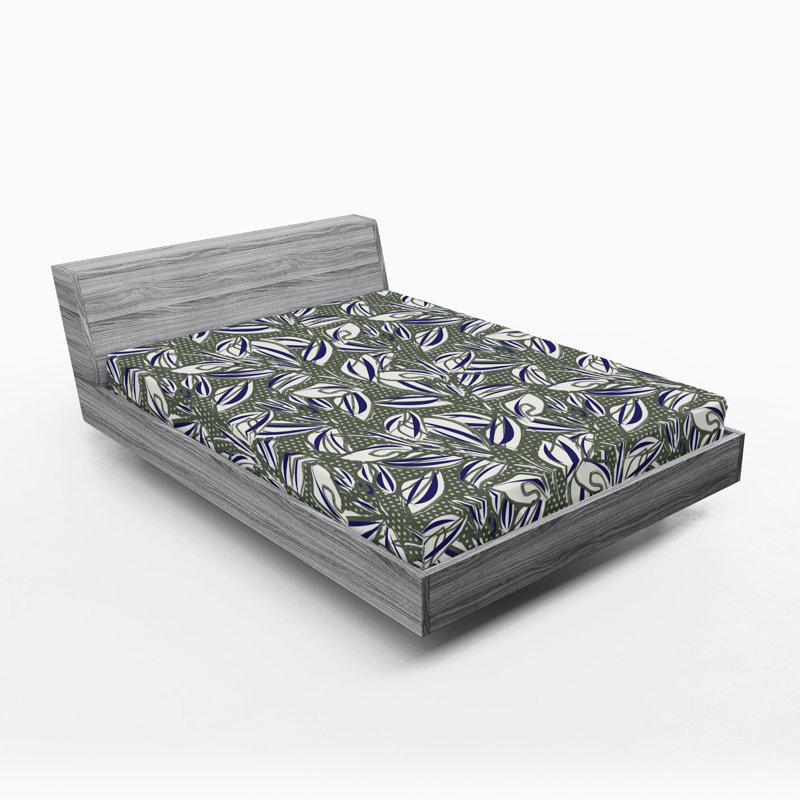 Drap-housse rustique Ambesonne, Lavande foncé, vert sauge / floral, Full Fitted Sheet