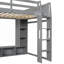 Lit mezzanine double en bois avec bureau, étagères à rangement multiples, DEL et portemanteau suspendu