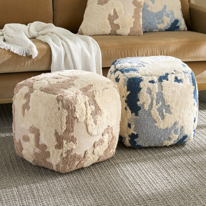 Wrought Studio™ Neyah 15" x 15" x 15" Beige Indoor Poufs, Beige