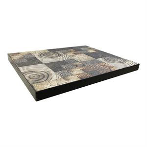 24 po x 24 po. Plateau de table en mélamine de 2 po d'épaisseur avec motif grain de bois rustique et bordure noire