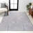 Megane MidCentury Art Deco Striped Arches Two-Tone High-Low Blue/White Rug-1796600648