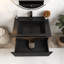 30 po W Meuble-lavabo mural simple en chêne naturel avec plateau en résine noir mat
