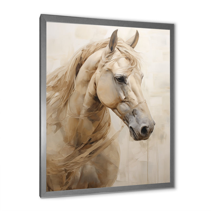 Portrait de cheval sophistiqué IV, Cadre photo argenté, H 44 po x l 34 po x P 1,5 po