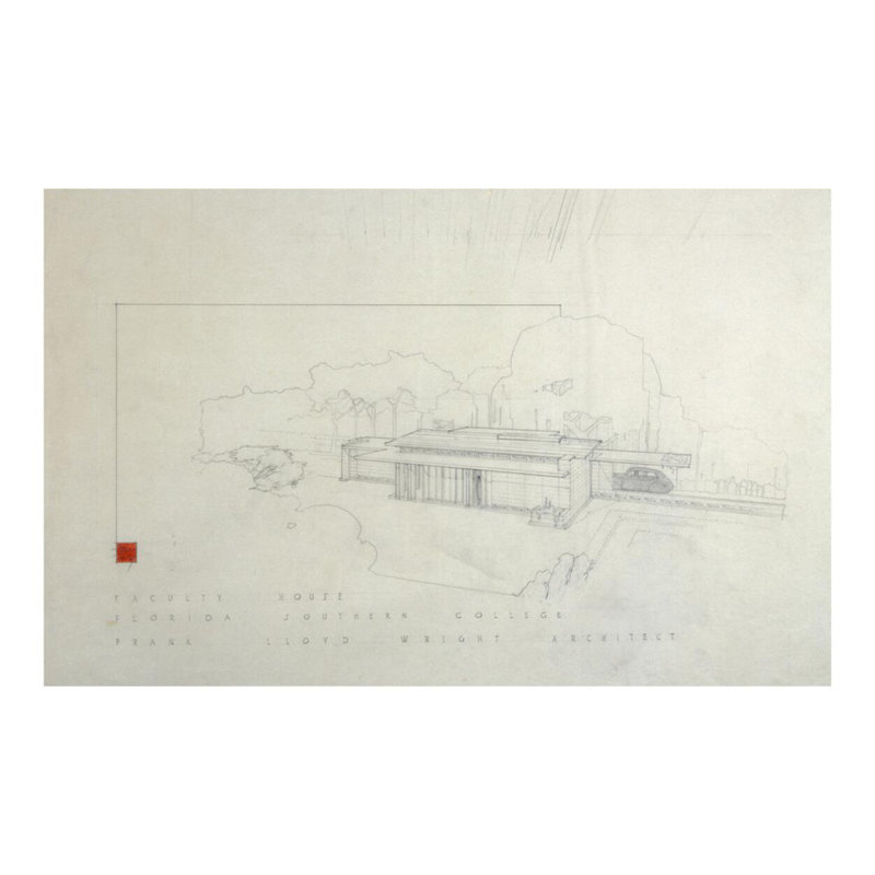 Université Florida Southern College. «Lakeland Florida» par Frank Lloyd Wright - Estampe numérique, H 16 po x l 20 po