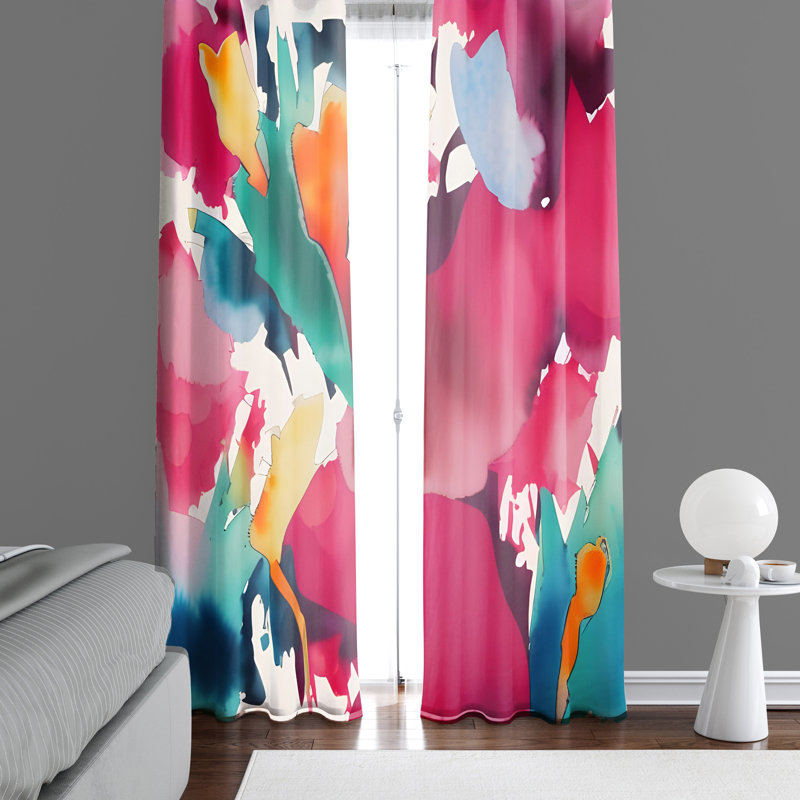 Paire de rideaux semi-transparents en polyester Daviyon, L 56 po x L 78 po