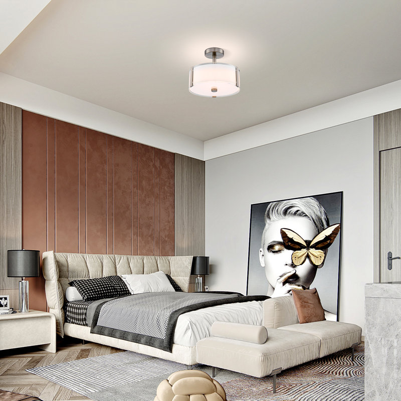 Ejler Glass LED Flush Mount, Brushed Nickle