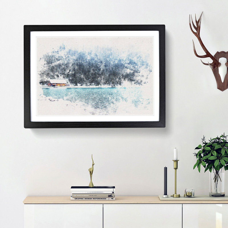 Lake Louise in Banff Canada - Picture Frame Painting Print, 33cm H x 45cm W x 2cm D, Black Framed