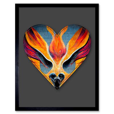 Symbol Heart Love Phoenix 1 Piece Single Picture Frame Wall Art