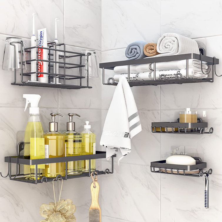 Matthaus 6 Piece Adhesive Shower Shelf Set Rebrilliant