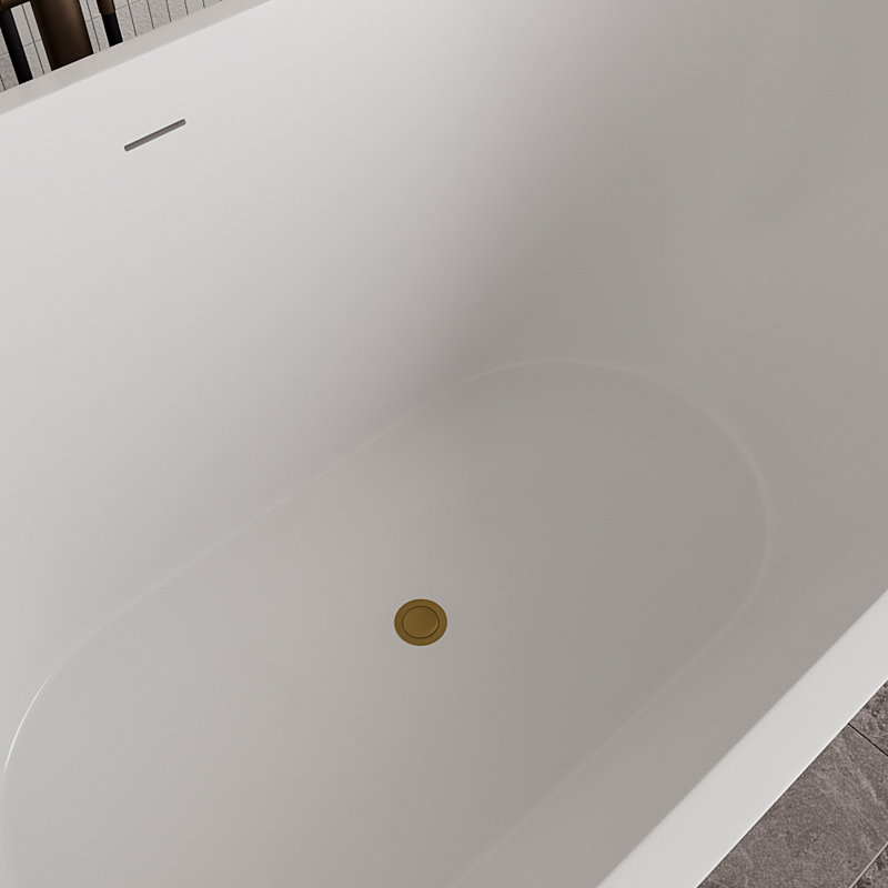 54" Streamline Soaking Freestanding Tub With Internal Drain, Brushed Gold
