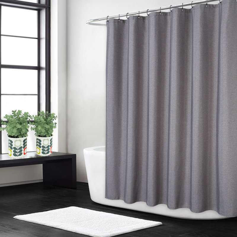 230GSM Cationic Waterproof Linen-Look Shower Curtain – Double Warp & Weft, Super Waterproof, Elegant Bath Curtain – Durable Easy-Clean – 72" x 96", White