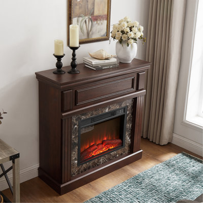 Foyer électrique avec manteau de cheminée, bordure de manteau de cheminée avec insert de foyer de 23 po, flamme réglable, télécommande, cerisier, l 41,34 po x P 14 po x H 40 po