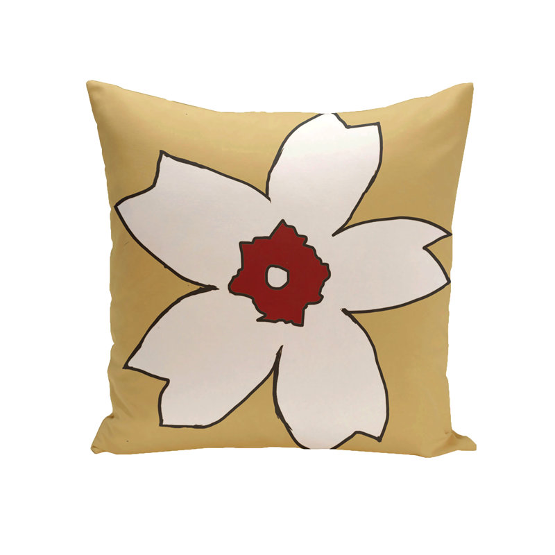 Floral Outdoor Reversible Throw Pillow, 18" H x 18" W x 1" D, Emperor / Buddha