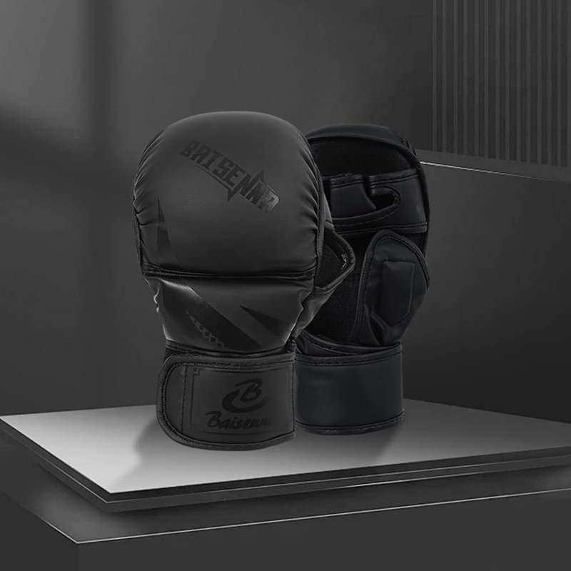 Gants de boxe en similicuir respirant, Noir et or