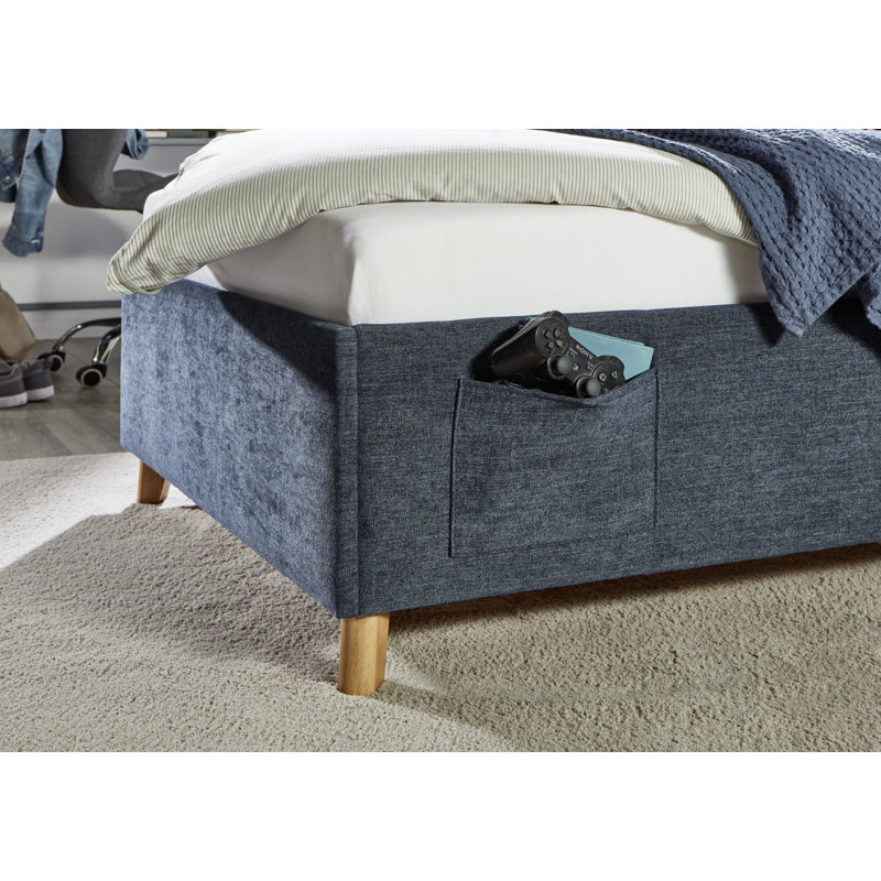 Chickerell Upholstered Standard Bed, European Single (90 x 200cm), Dark Blue