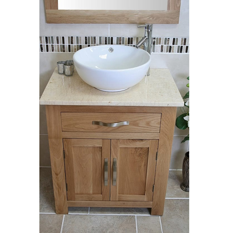 Deese 750mm Single Bathroom Vanity with Vessel Ceramic Basin, Cream