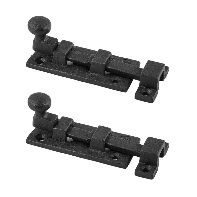 Black Wrought Iron Slide Bolt Rust Resistant Door Lock