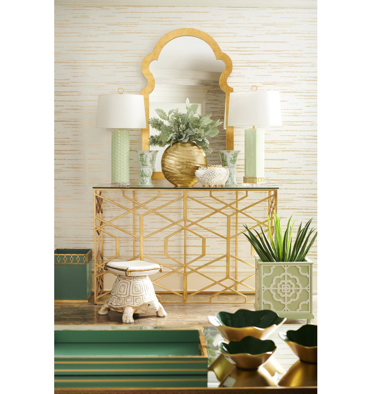Antique Gold Leaf 60'' Glass and Iron Console Table