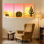 Cactus, paysage désertique avec cactus et coucher de soleil, ensemble de 3 impressions sur toile-261850832