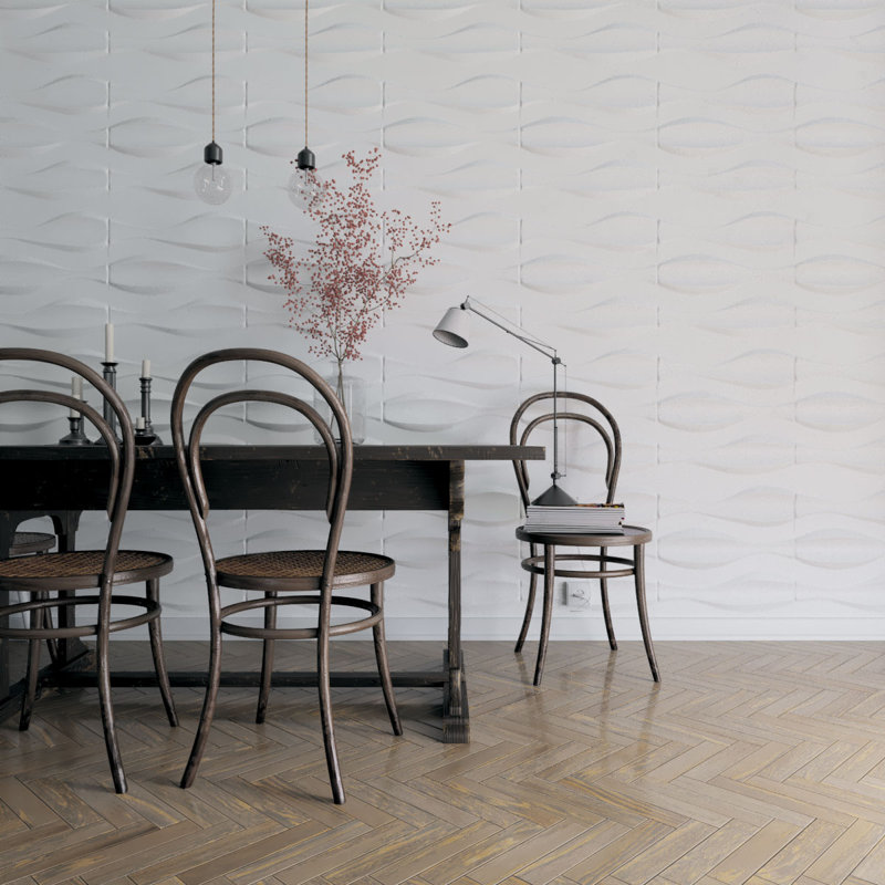 White Textured 3D PVC Decorative Wall Panel 19.63" x 19.63"