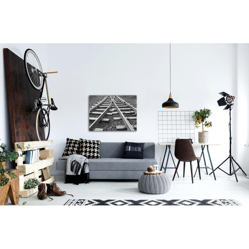 Crisscross Railroad Tracks - Reproduction de photo sur toile tendue, H 20 po x l 30 po x P 1 po