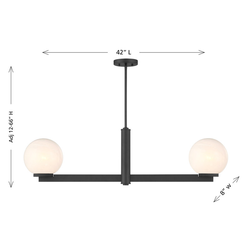 Lustre linéaire noir mat 2 lumières Oshra, Noir mat
