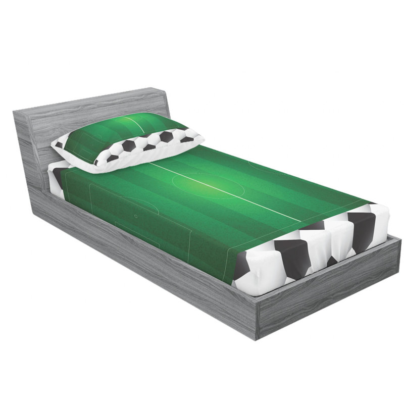 Soccer Microfiber Fitted Sheet, Twin Fitted Sheet with 1 Pillowcase