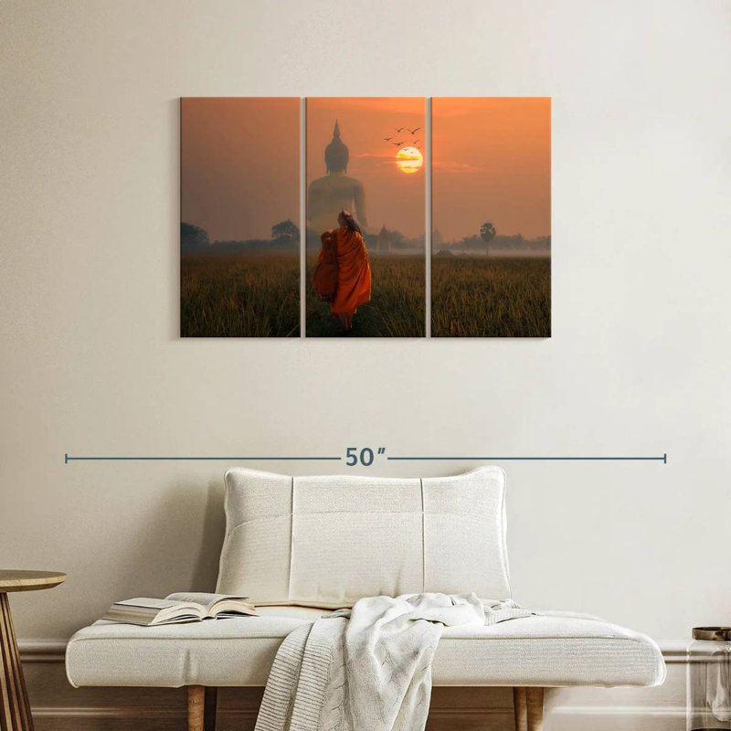 Adella Monk Behind Big Buddha, 24" H x 38" W
