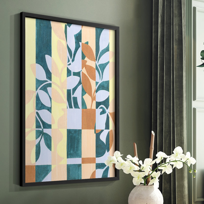 «Chequered Cutting I», reproduction encadrée - bois massif, Cadre simple noir, H 14 po x l 11 po