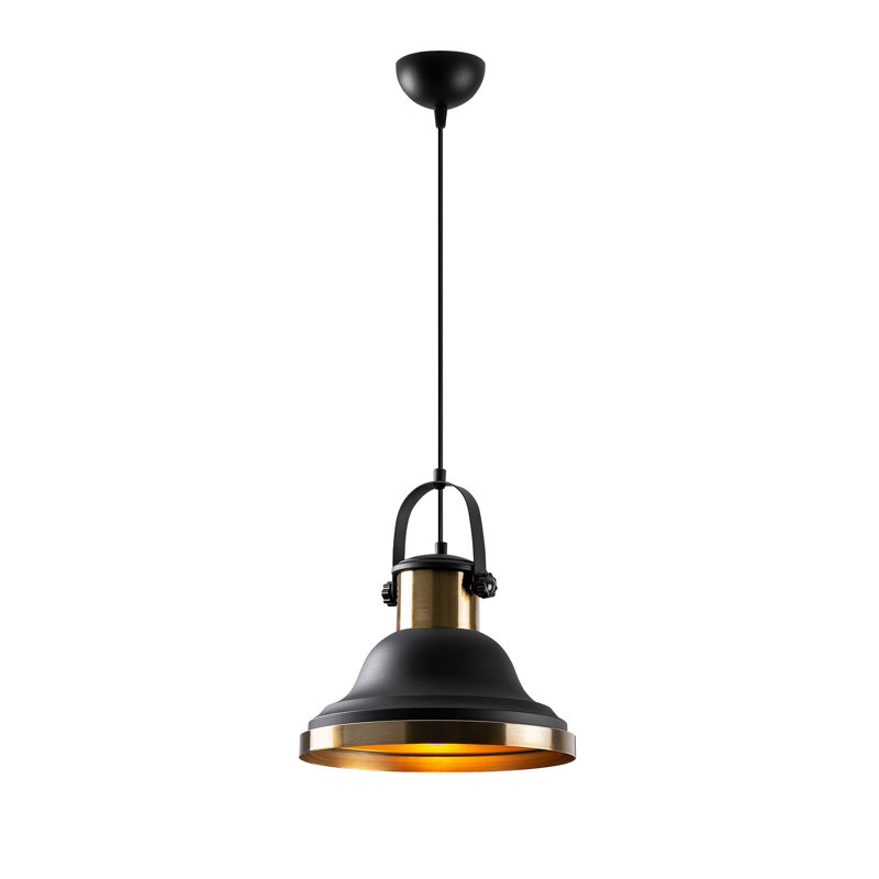 Luminaire suspendu en forme de cloche à 1 lumière Braselton, Noir