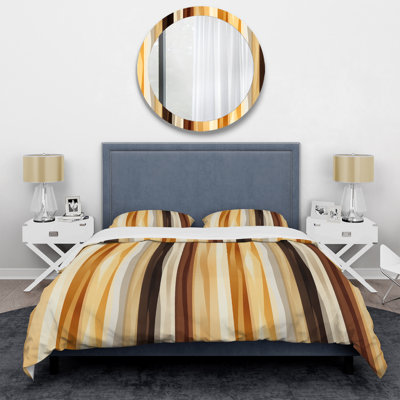 Ensemble de housse de couette à rayures brunes