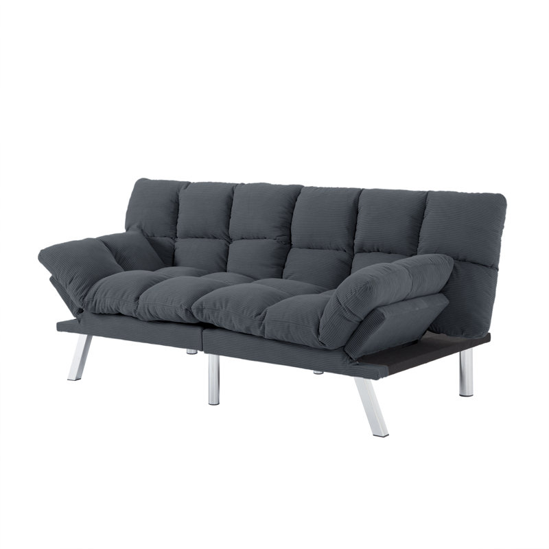 AC Pacific Modern Tufted Convertible Futon Sofa – Dark Grey, Dark Gray