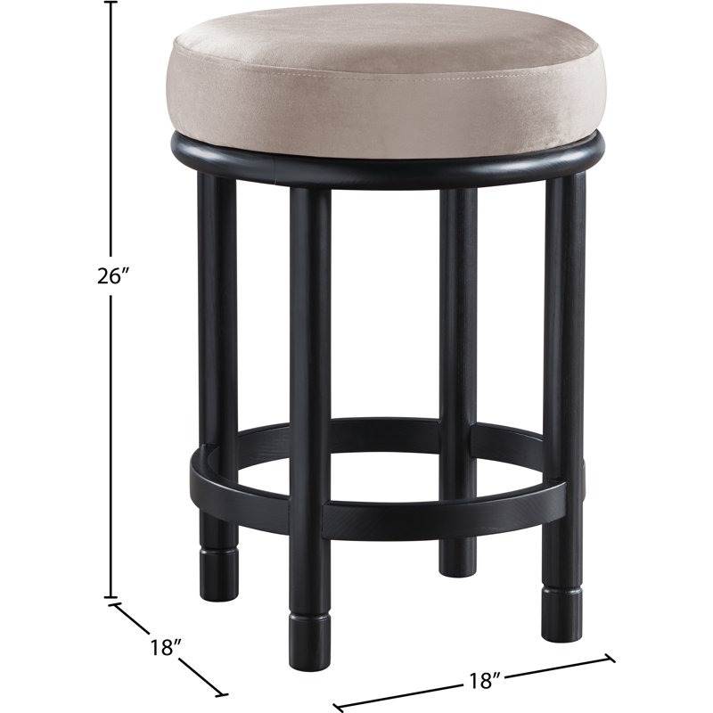Tabouret de comptoir en velours Monette, Velours taupe, Noir