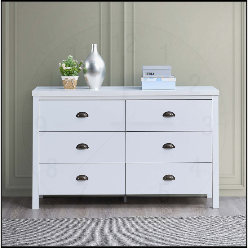 Commode moderne à 6 tiroirs avec fonction de verrouillage pour l'organisation de la chambre à coucher