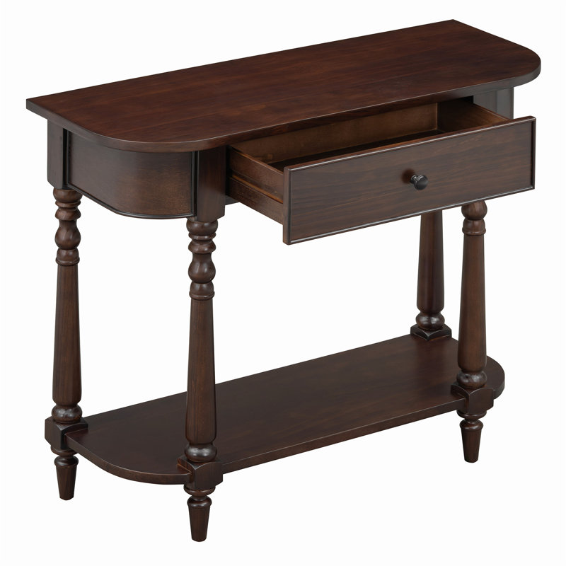 Retro Corner-curved Console Table, Espresso