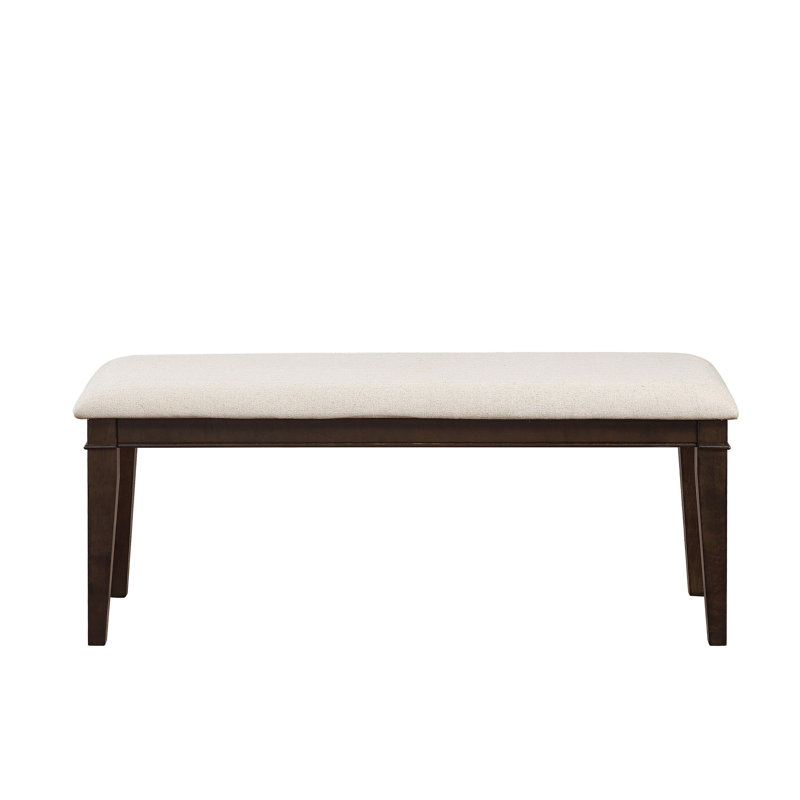 Beige Upholstered Seat 48-Inch Bench In Dark Brown For Dining Constant Beauty Room Use