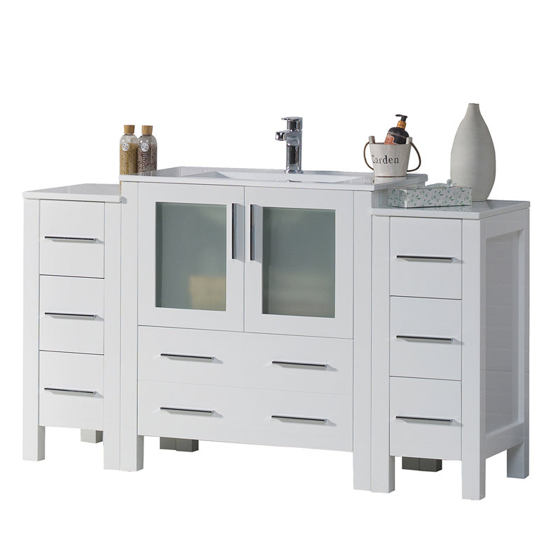 Meuble-lavabo simple 54 po avec lavabo, Blanc