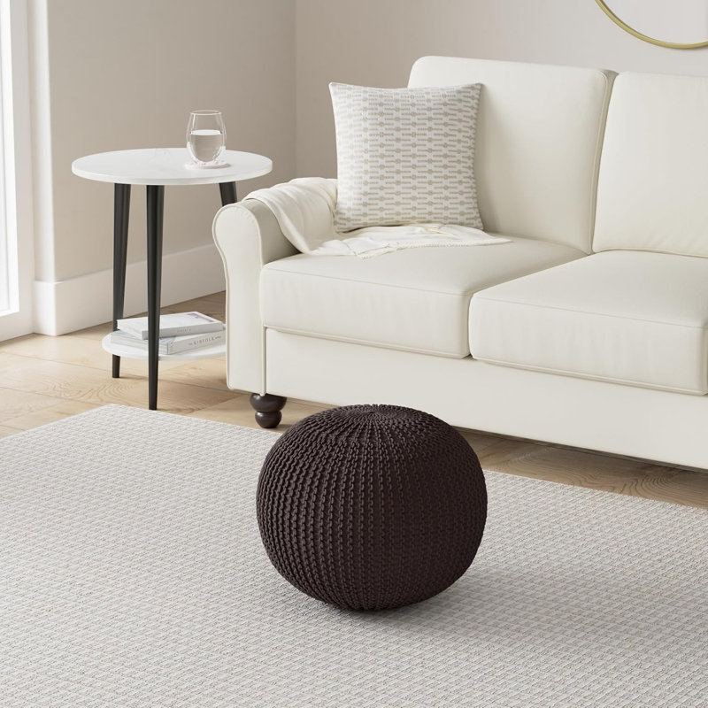 Pouf rond 18 po Bramble, Brun