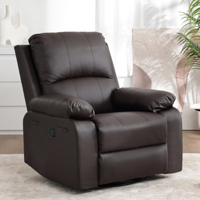 36.22" Faux Leather Manual Swivel Rocker Recliner