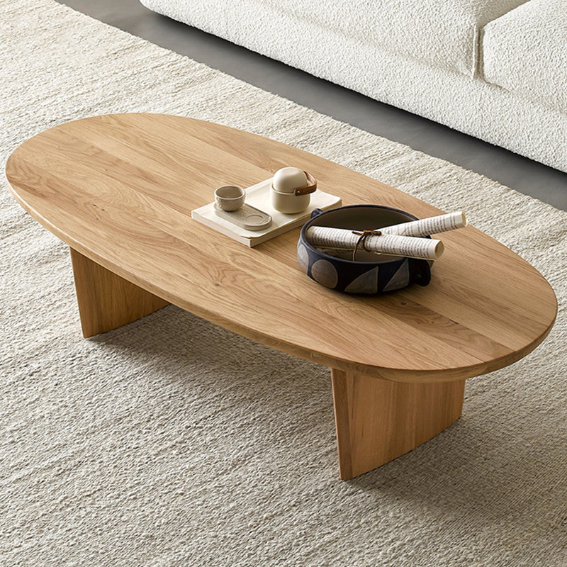 Cream wind log solid wood end table, 13.77" H x 62.99" L x 23.62" W