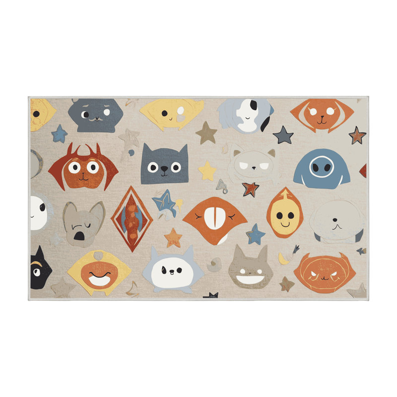 Zoomie Kids Washable Cute Animals Kids Rug, Rectangle 4' x 6'
