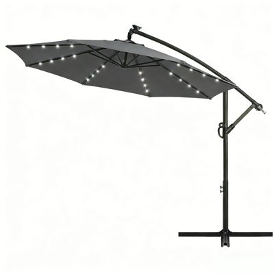 10 ft. Solar LED Patio Offset Umbrella Outdoor Cantilever Umbrella