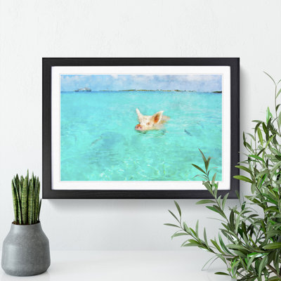 Swimming Pig - Picture Frame Painting