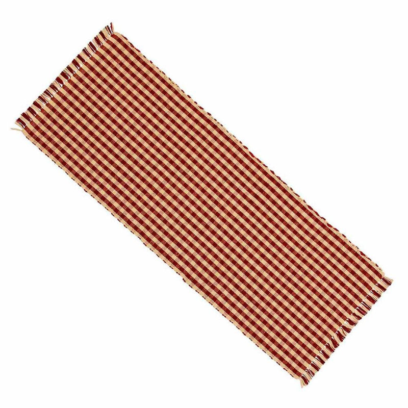Heritagehousechckbrnred54"Runner, Barn Red, 54"L x 14"D