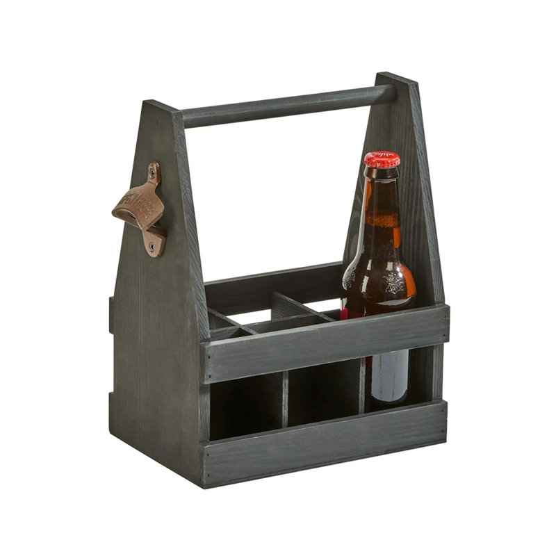 Porte-accessoires en bois pour 6 bouteilles
