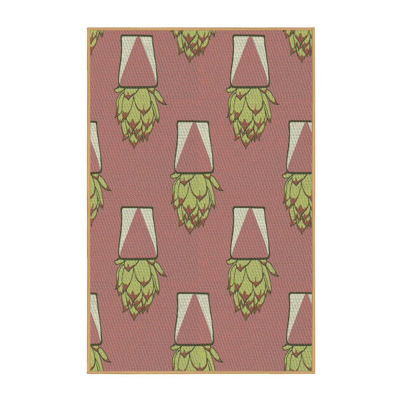 Tapis à motifs rose clair / vert, Rectangle 4 pi x 6 pi